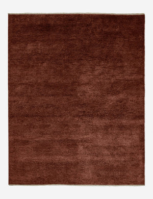 Heritage brick red 100% wool hand-knotted rug with fringe detailing