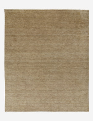 Heritage moss gray 100% wool hand-knotted rug with fringe detailing
