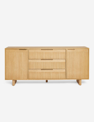 Hillard white oak veneer five drawer sideboard with rounded legs