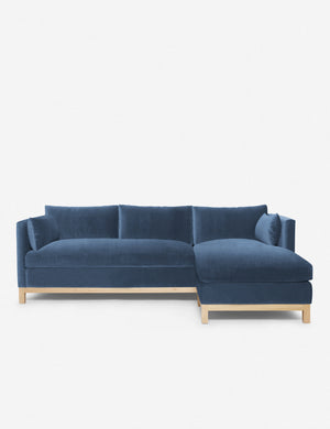 Hollingworth right facing Harbor Blue Velvet Sectional Sofa by Ginny Macdonald