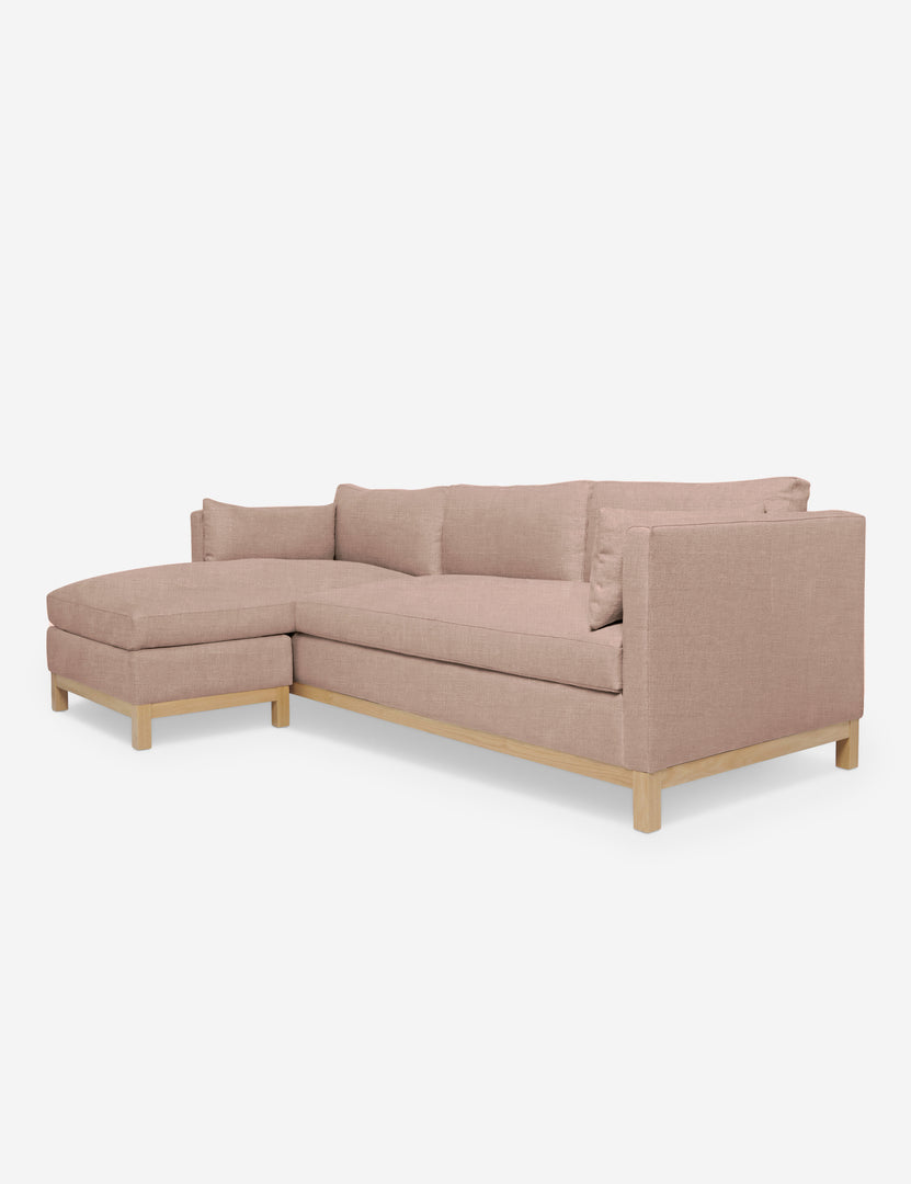 #color::apricot-linen #configuration::left-facing #size::96--x-37--x-33- | Right angled view of the Hollingworth Apricot Linen sectional sofa