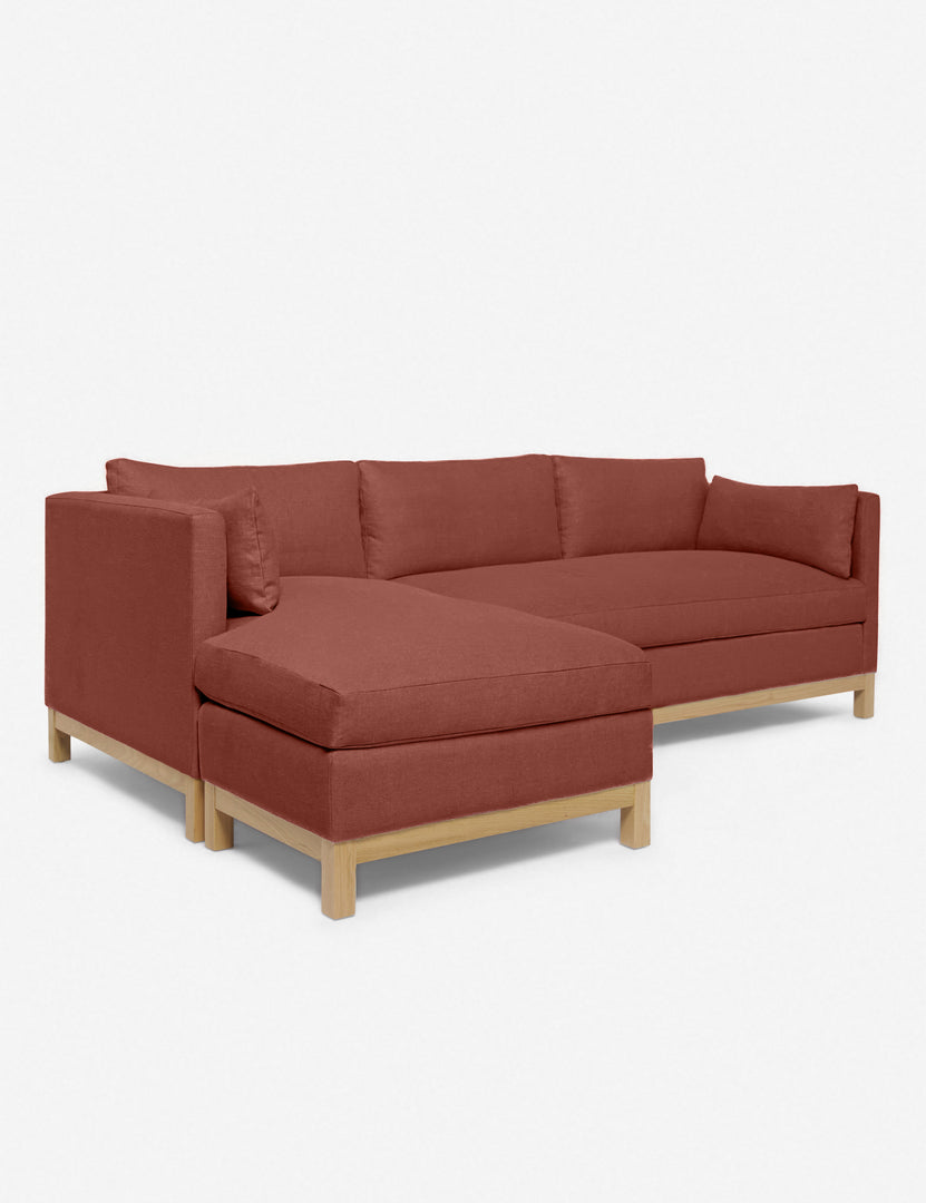 #color::terracotta-linen #configuration::left-facing #size::96--x-37--x-33- | Left angled view of the Hollingworth Terracotta Linen sectional sofa