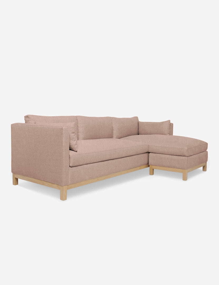 #color::apricot-linen #configuration::right-facing #size::96--x-37--x-33- | Left angled view of the Hollingworth Apricot Linen sectional sofa