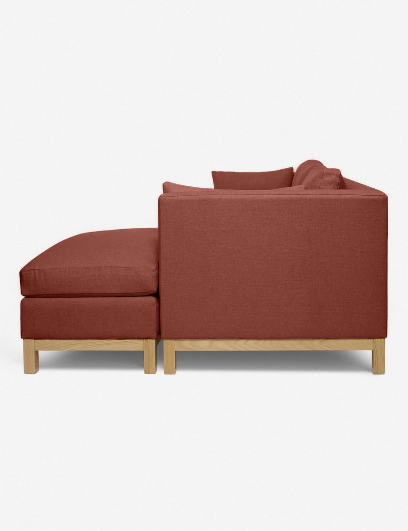 #color::terracotta-linen #configuration::right-facing #size::96--x-37--x-33- | Side of the Hollingworth Terracotta Linen sectional sofa
