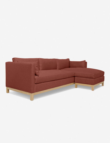 #color::terracotta-linen #configuration::right-facing #size::96--x-37--x-33- | Left angled view of the Hollingworth Terracotta Linen sectional sofa