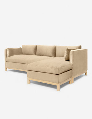 Right angled view of the Hollingworth Brie Velvet sectional sofa