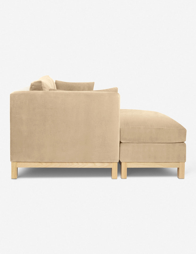 #color::brie-velvet #configuration::left-facing #size::96--x-37--x-33- | Side of the Hollingworth Brie Velvet sectional sofa