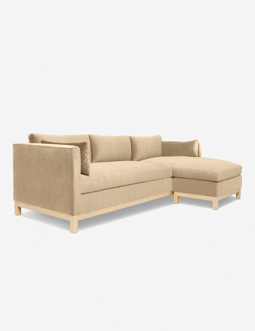 #color::brie-velvet #configuration::right-facing #size::96--x-37--x-33- | Left angled view of the Hollingworth Brie Velvet sectional sofa