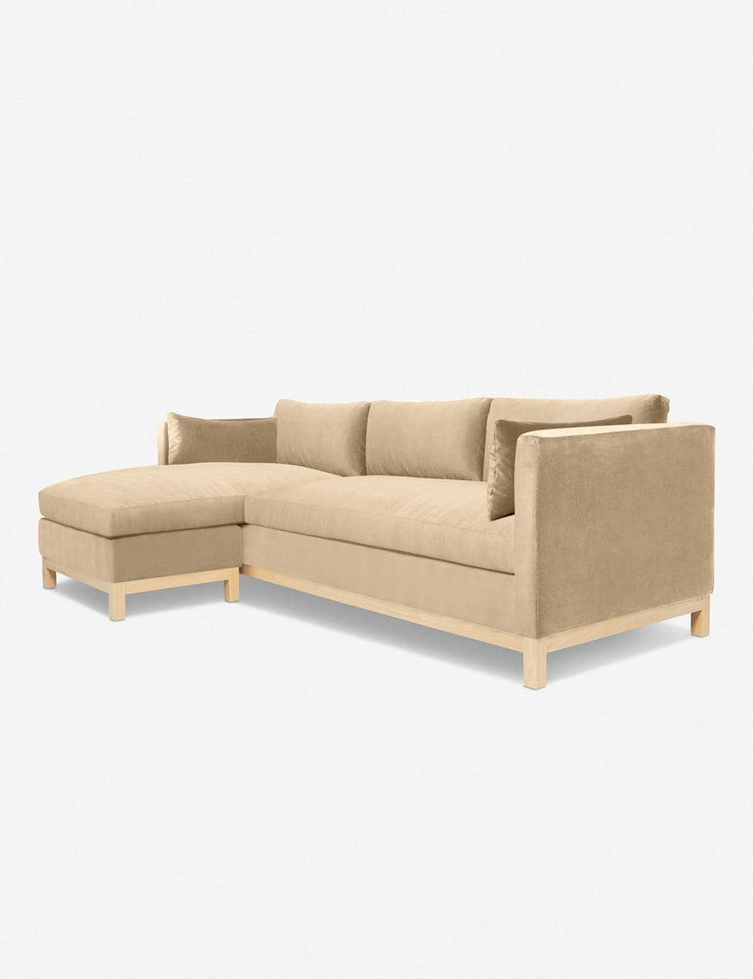 #color::brie-velvet #configuration::left-facing #size::96--x-37--x-33- | Right angled view of the Hollingworth Brie Velvet sectional sofa