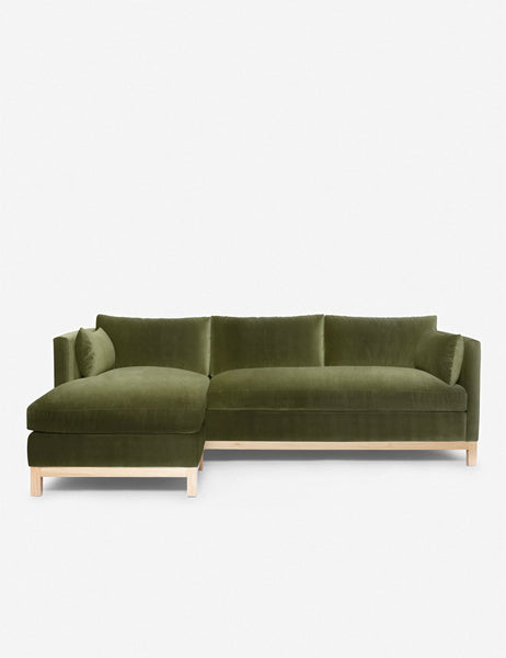 #color::jade #size::96--x-37--x-33- #configuration::left-facing | Hollingworth left facing Jade Green Velvet Sectional Sofa by Ginny Macdonald