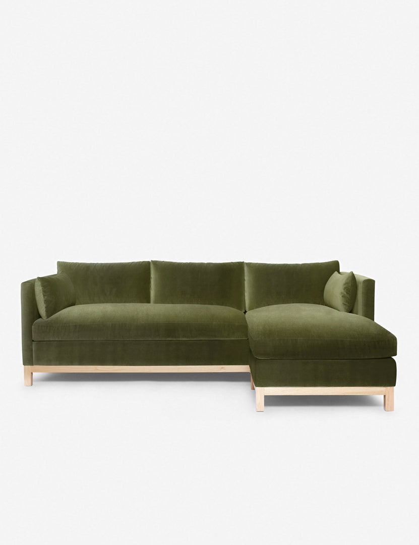 #color::jade #size::96--x-37--x-33- #configuration::right-facing | Hollingworth right facing Jade Green Velvet Sectional Sofa by Ginny Macdonald
