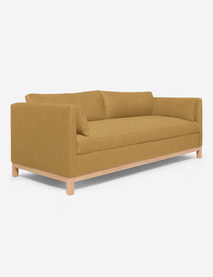 Angled view of the Camel Linen Hollingworth Sofa