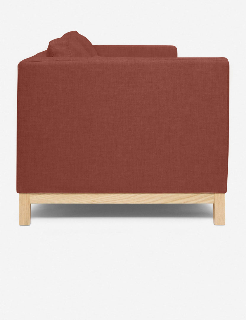 #size::84-W #size::96-W #color::terracotta-linen | Side of the Terracotta Linen Hollingworth Sofa