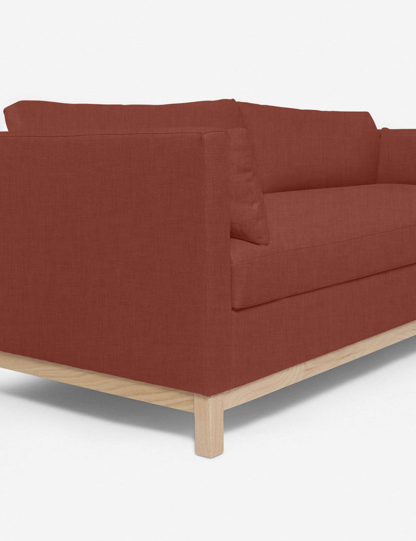 #size::84-W #size::96-W #color::terracotta-linen | Left side of the Terracotta Linen Hollingworth Sofa