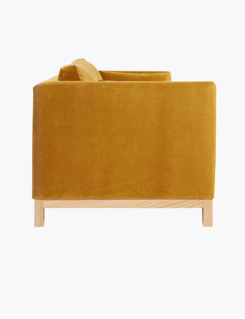 #size::84-W #size::96-W #color::goldenrod-velvet | Side of the Goldenrod Velvet Hollingworth Sofa