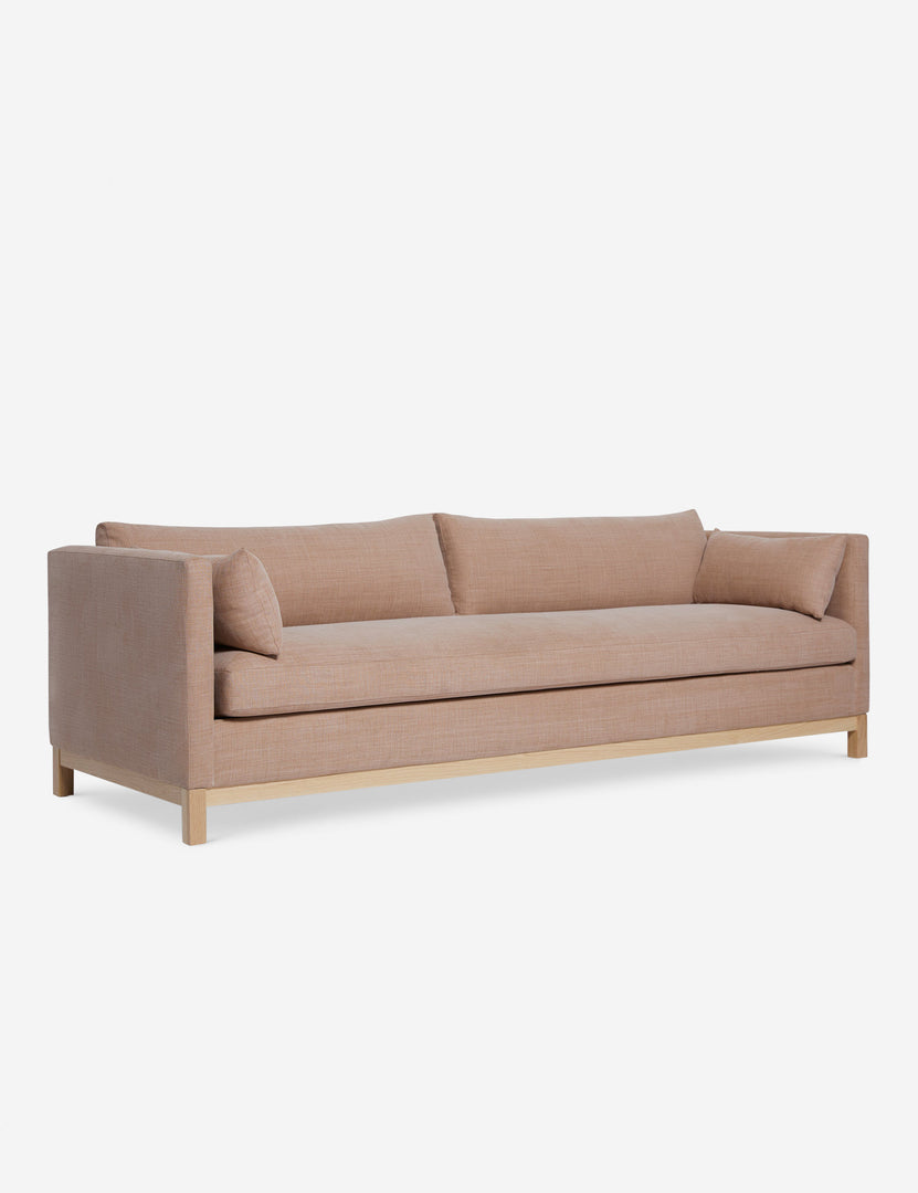 #size::84-W #size::96-W #color::apricot-linen | Angled view of the Apricot Linen Hollingworth Sofa
