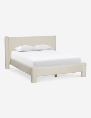 Angled view of the Ivory Boucle Hyvaa Bed by Sarah Sherman Samuel