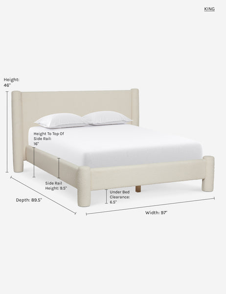 #color::ivory-boucle #size::king | King dimensions of the Ivory Boucle Hyvaa Bed by Sarah Sherman Samuel