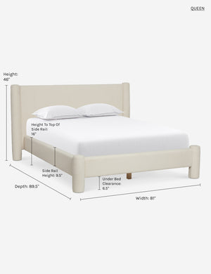 Queen dimensions of the Ivory Boucle Hyvaa Bed by Sarah Sherman Samuel