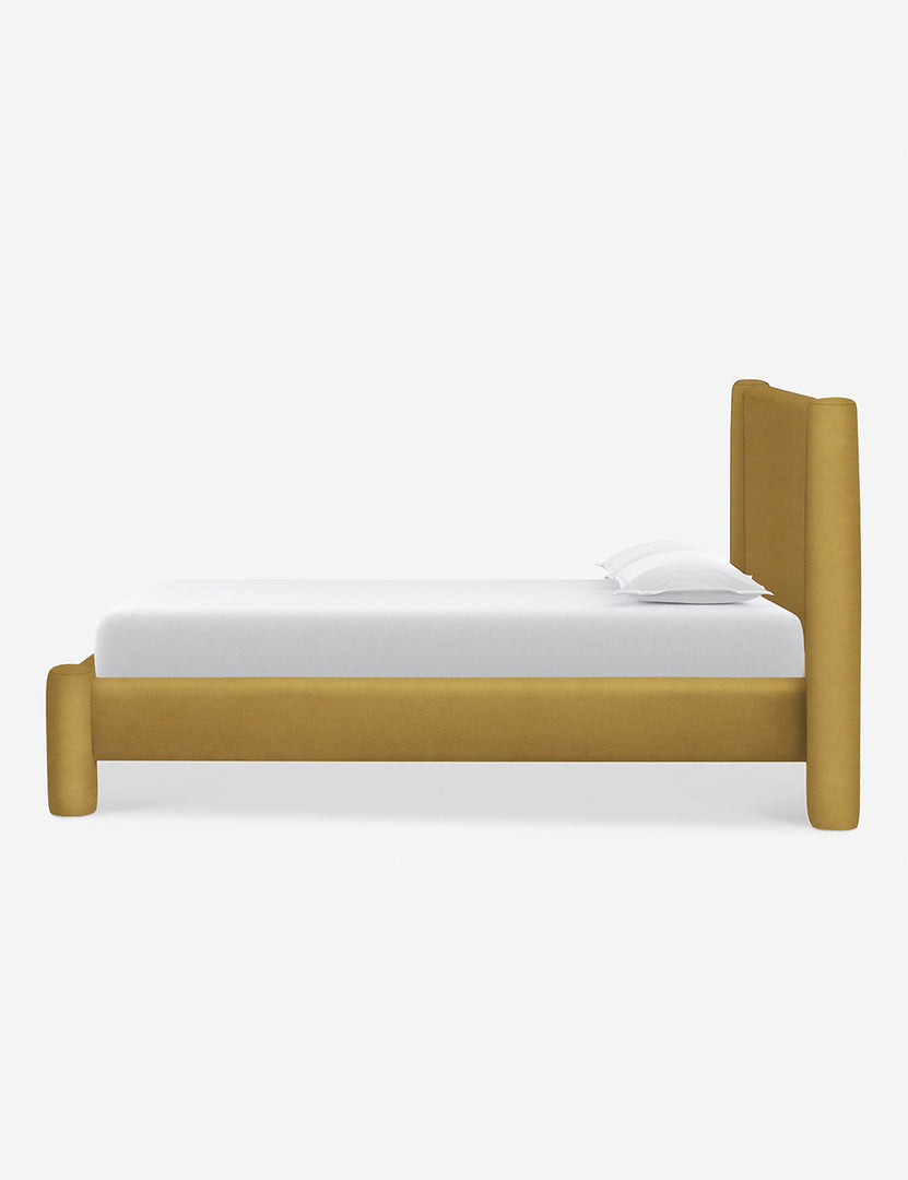 #color::goldenrod-velvet #size::queen #size::king #size::cal-king | Side of the Goldenrod Velvet Hyvaa Bed by Sarah Sherman Samuel