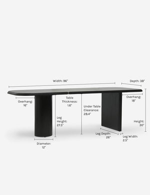 Dimensions of the Archer Black Rectangular Dining Table