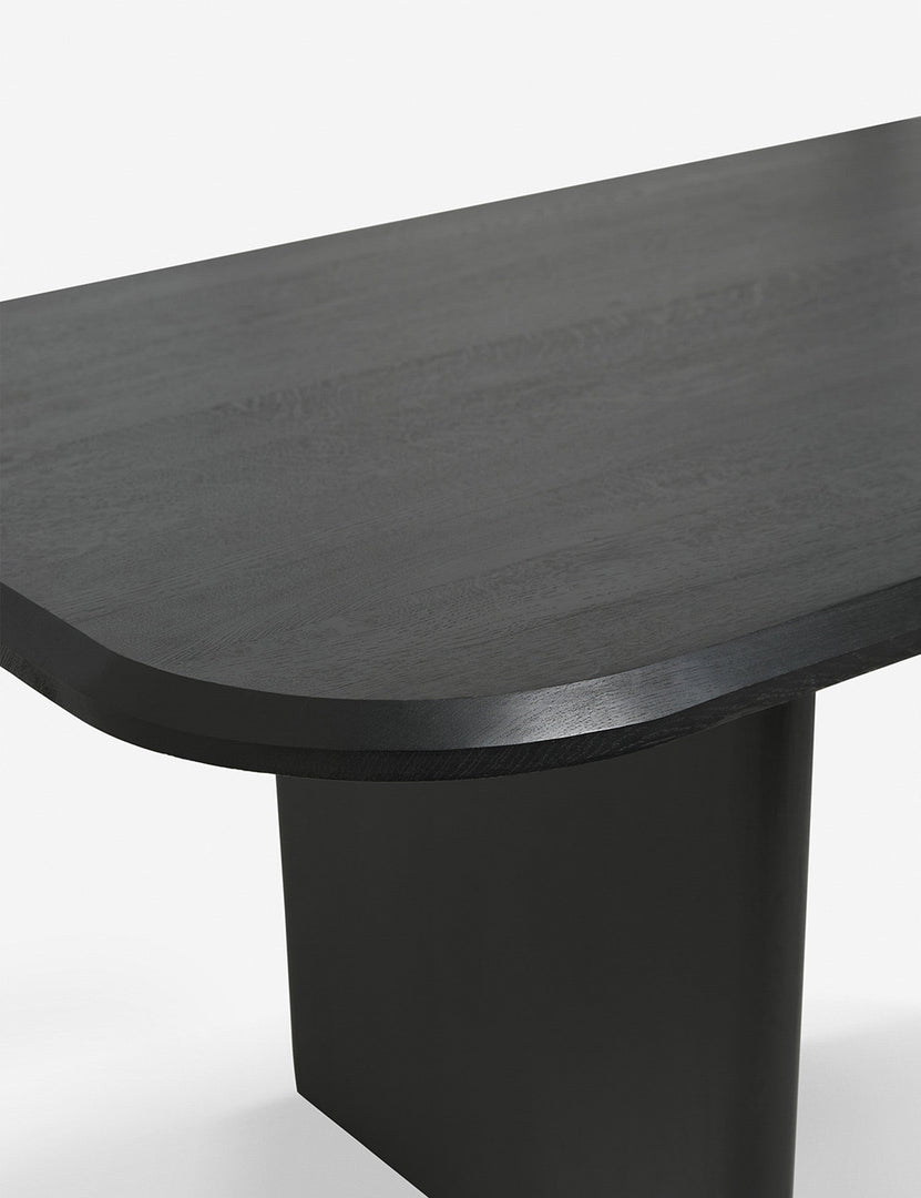 #color::black #size::96-W | The top and flat slab-style leg of the Archer Black Rectangular Dining Table