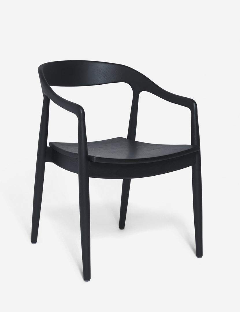 #color::Black | Angled view of the Ida Black Dining Arm Chair