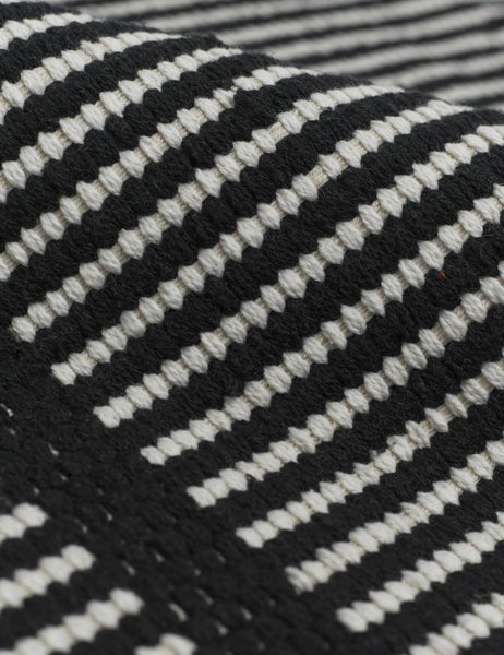 #size::1-9--x-2-10- #size::2--x-5- | Close-up of the Ines handwoven black-and-white striped mat