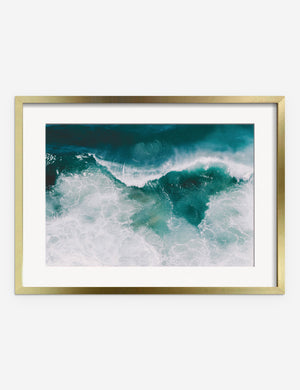 Crashing Waves Photography Print in a gold frame
