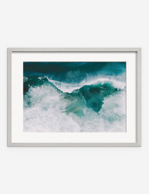 Crashing Waves Photography Print in a silver frame