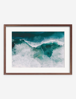 Crashing Waves Photography Print in a walnut frame