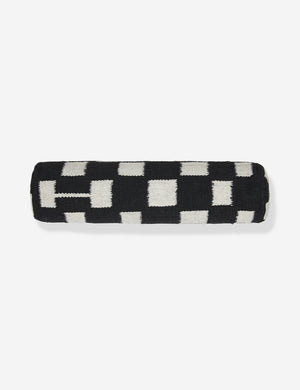 Irregular black and white Checkerboard Bolster Pillow by Sarah Sherman Samuel