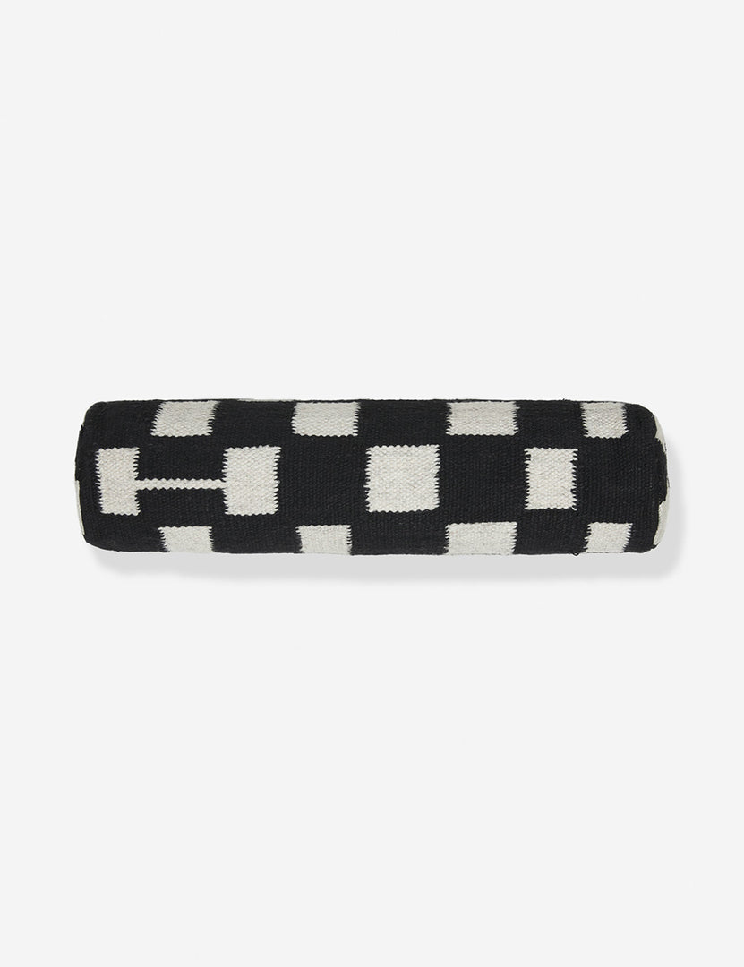 #color::black | Irregular black and white Checkerboard Bolster Pillow by Sarah Sherman Samuel