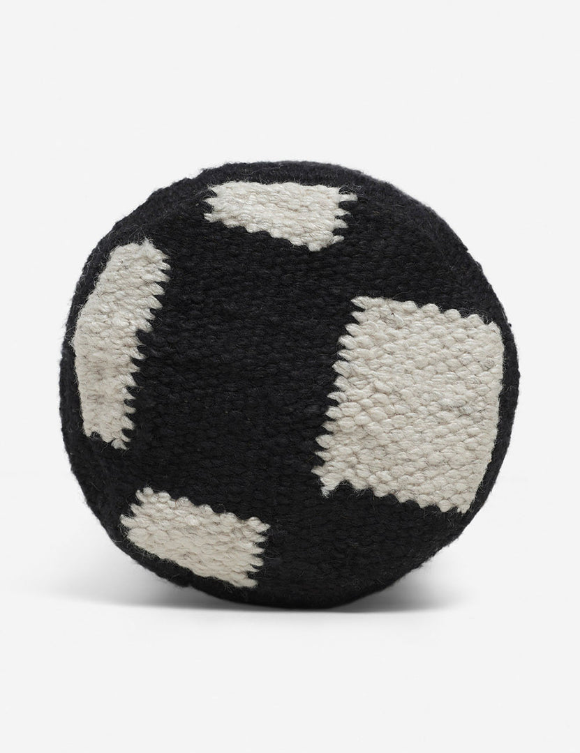 #color::black | Side view of the Irregular black and white Checkerboard Bolster Pillow by Sarah Sherman Samuel