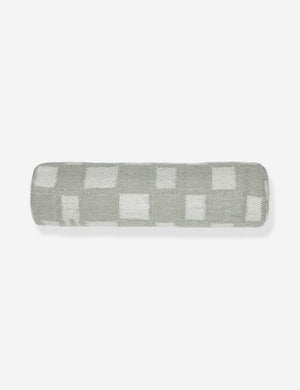 Irregular khaki green and white Checkerboard Bolster Pillow by Sarah Sherman Samuel