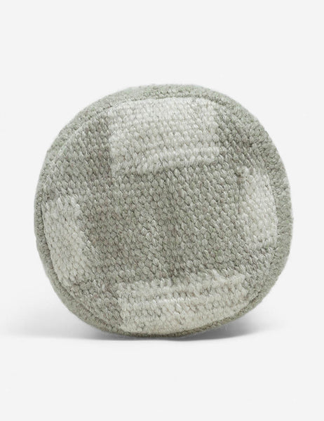 #color::khaki | Side view of the Irregular khaki green and white Checkerboard Bolster Pillow by Sarah Sherman Samuel