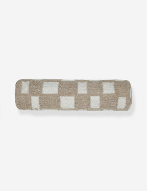 Irregular taupe and white Checkerboard Bolster Pillow by Sarah Sherman Samuel