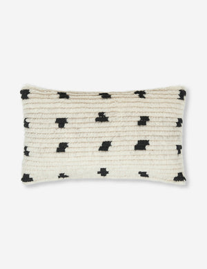 Irregular Dots Ivory Lumbar Pillow by Sarah Sherman Samuel with black dots and row construction