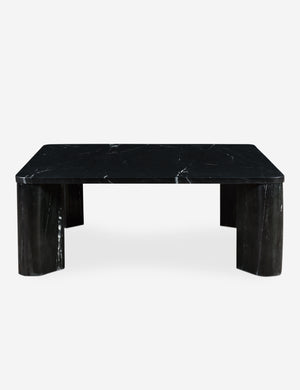 Side view of Cato solid marble square coffee table in black marble