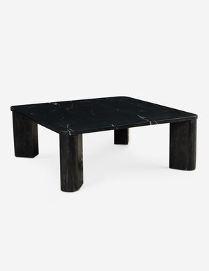 Cato solid marble square coffee table in black marble