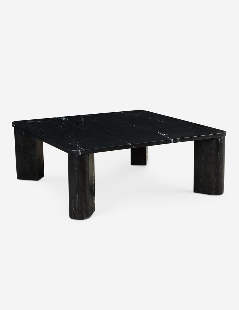 #color::black-marble | Cato solid marble square coffee table in black marble