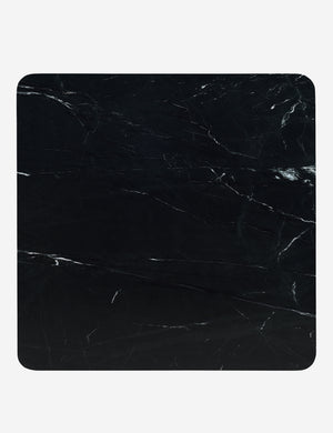 Overhead view of Cato solid marble square coffee table in black marble