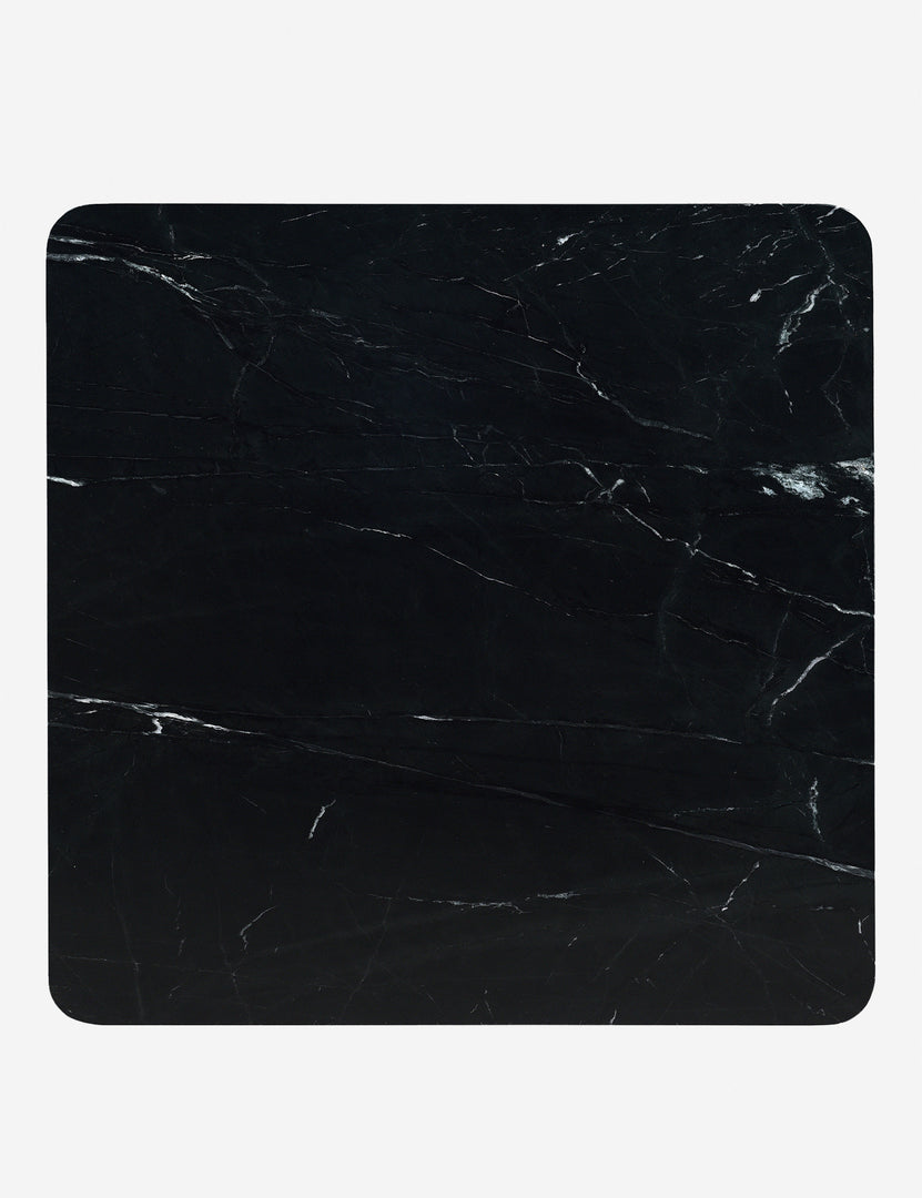 #color::black-marble | Overhead view of Cato solid marble square coffee table in black marble