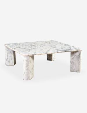 Cato solid marble square coffee table in white marble