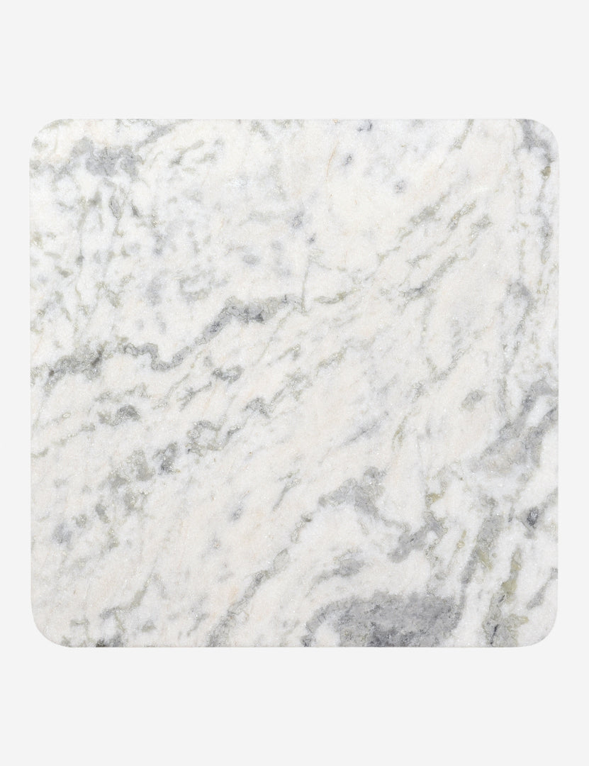 #color::white-marble | Overhead view of Cato solid marble square coffee table in white marble