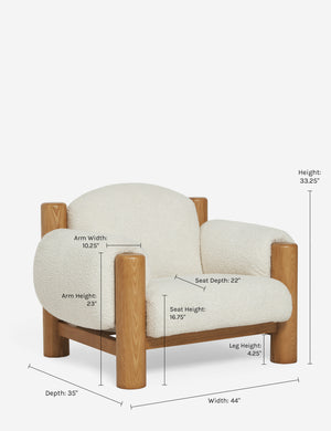 Dimensions on the James faux sherpa accent chair