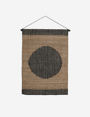 Katlee black and natural flat weave Wall Hanging with circle in the center