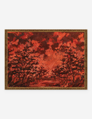 RED xxv Print in a bronze frame that features an eruption of deep red shades in a landscape by Laurel-Dawn Latshaw