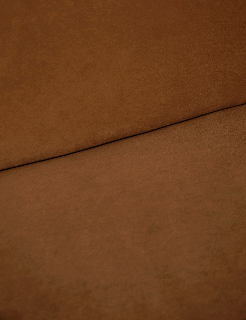 #color::Cognac-Velvet | Where the back and seat of the Lena Cognac Velvet armless sofa meet