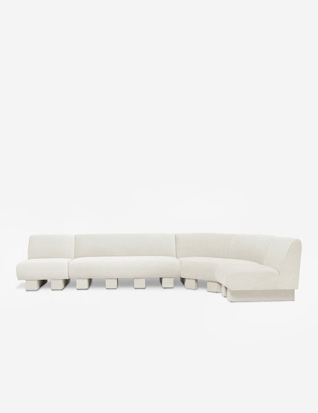 #color::Natural-Linen #configuration::right-facing #size::142-W | Lena right-facing natural linen sectional sofa with upholstered beam legs.